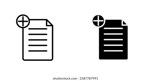 Add document icons. stroke line and black solid icons