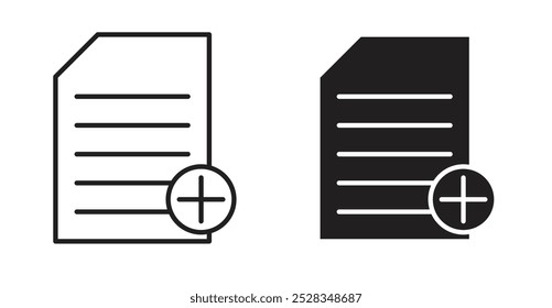 Add document icons. Vector set in filled and line style.