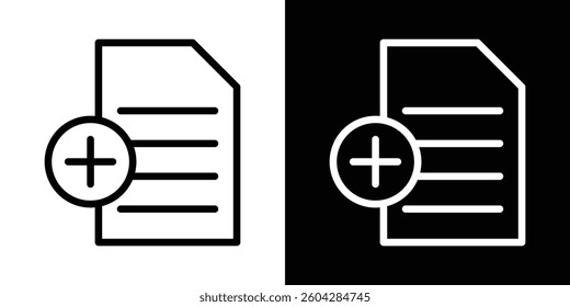 Add document icons vectors set in stroke line style.