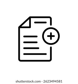 add document line icon isolated on white background