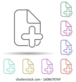 Add document multi color icon. Simple thin line, outline vector of web icons for ui and ux, website or mobile application