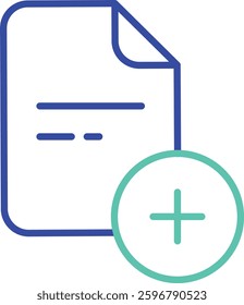 Add Document outline dual color vector illustration icon design