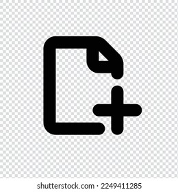 Add document outline icon in transparent background, basic app and web UI bold line icon, EPS10