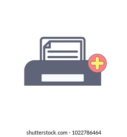 Add, document, paper, print, printer, printing icon. Vector illustration