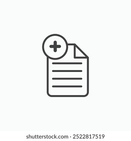 Adicionar ícone de linha fina do documento isolado