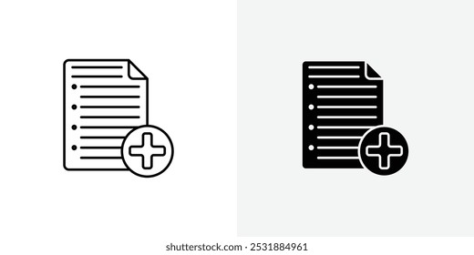 Adicionar conjunto de ícones de vetor de documento. Ilustrador de vetor de ações. EPS 10