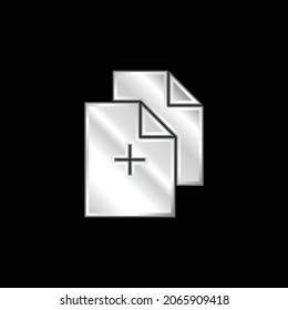 Add Documents silver plated metallic icon