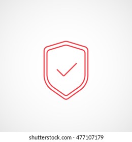 Add Done Red Line Icon On White Background