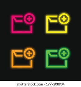 Add Email four color glowing neon vector icon