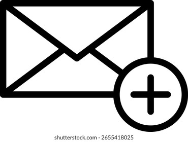 Ícone Adicionar E-Mail: Novo Símbolo De Notificação De Mensagem