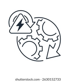 Add energy to the process. Business acceleration. Vector linear illustration icon isolated on white background.