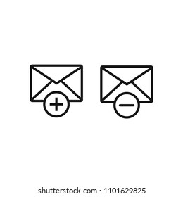 add envelope, delete envelope, add mail icon, delete mail icon