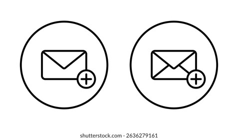 Add envelope email outline icon on circle line. Create and delete envelope mail sign symbol