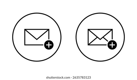 Add envelope message outline icon on circle line. Create email, mail sign symbol