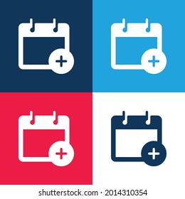 Add Event blue and red four color minimal icon set
