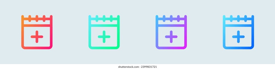Add event line icon in gradient colors. Schedule signs vector illustration.