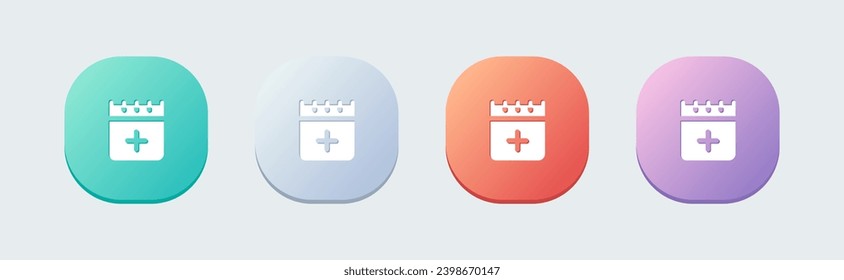 Add event solid icon in flat design style. Schedule signs vector illustration.