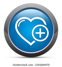 Add favorite heart icon premium blue round button vector illustration design for apps and website