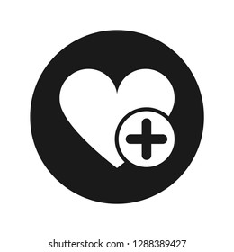 Add favorite heart icon vector illustration design isolated on flat black round button