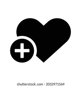 Add, favorite icon. Black vector graphics.