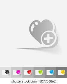 add to favorite paper sticker with shadow. Vector illustration