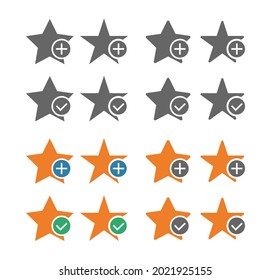 add to favorite rating star icon with check mark and plus symbol