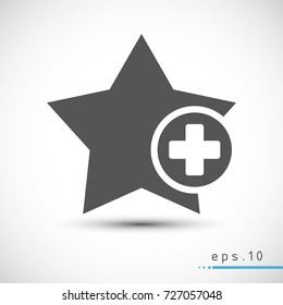 Add favorite star black vector icon web symbol illustration