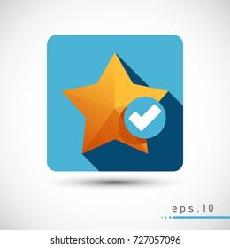 Add favorite star with check vector yellow icon web symbol illustration