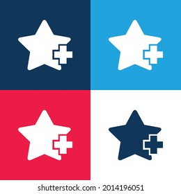 Add Favorite Star Interface Symbol blue and red four color minimal icon set