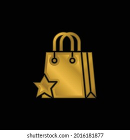 Add To Favorites gold plated metalic icon or logo vector
