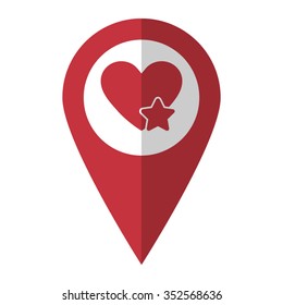 Add to favorites - Heart with Star - vector icon; red map  pointer