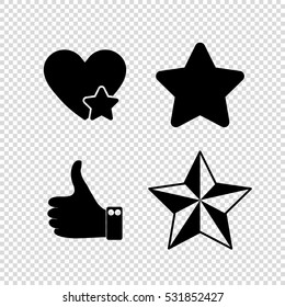 Add to favorites - Heart and Star  - vector icon set