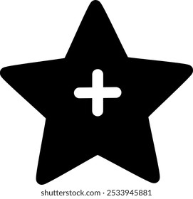 Ícone Adicionar aos favoritos. Estrela com símbolo de adição. Design de vetor substituível.