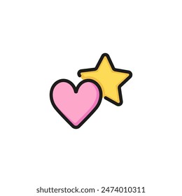 Add to favorites line icon. Bookmark, evaluation, heart and star. Feedback concept. Vector illustration can be used for topics like rating, shopping, online store