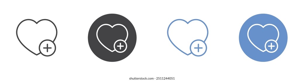 Add to favourite icon Flat set in black and white color