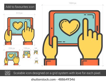 Añadir a favoritos el icono de línea vectorial aislado en el fondo blanco. Añadir al icono de línea favoritas para infografía, sitio web o aplicación. Icono escalable diseñado en un sistema de cuadrícula.