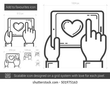 Add to favourites vector line icon isolated on white background. Add to favourites line icon for infographic, website or app. Scalable icon designed on a grid system.