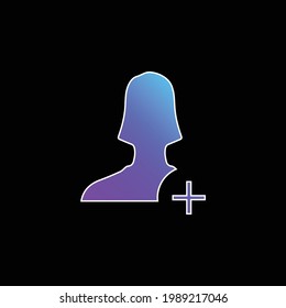 Icono de vector de gradiente azul de usuario femenino