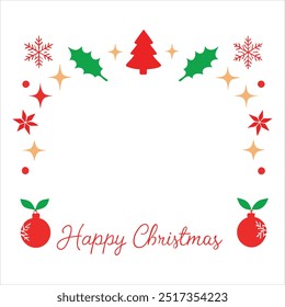  Add festive charm to your holiday projects with this "Happy Christmas" border design. Perfect for greeting cards, invitations, and seasonal decor, featuring festive elements.