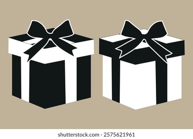 Add a festive touch to your holiday designs with this unique gift box vector. white and black gift box