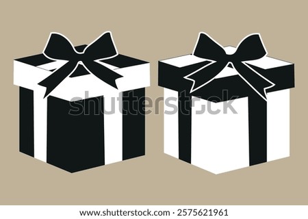 Add a festive touch to your holiday designs with this unique gift box vector. white and black gift box