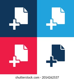 Add File blue and red four color minimal icon set
