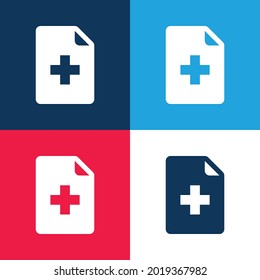 Add File blue and red four color minimal icon set