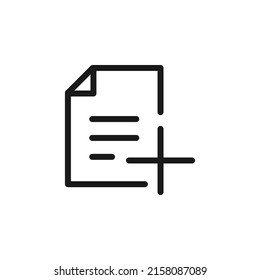 Add file, document, form icon line style isolated on white background. Vector illustration