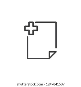 Add file document outline icon. linear style sign for mobile concept and web design. Folder File addition simple line vector icon. Symbol, logo illustration. Pixel perfect vector graphics