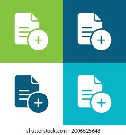 Add File Flat four color minimal icon set