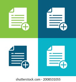 Add File Flat four color minimal icon set