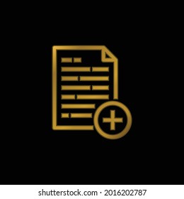 Add File gold plated metalic icon or logo vector