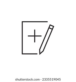 add file icon editable stroke, sign, symbol outline line button isolated on white