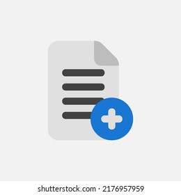 Add file icon in flat style about text editor, use for website mobile app presentation